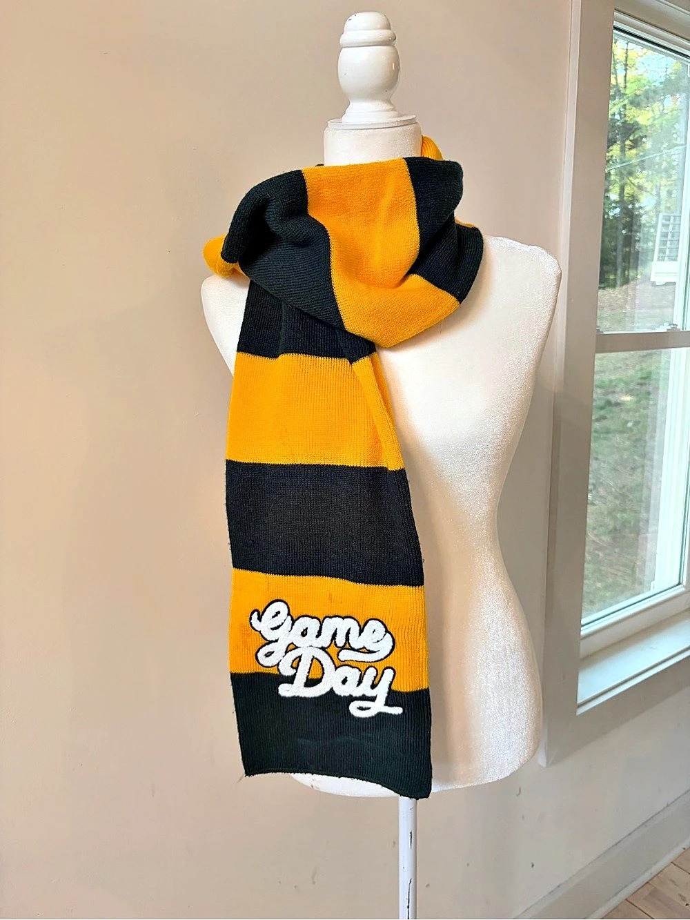 Green & Gold Stripe Game Day Scarf